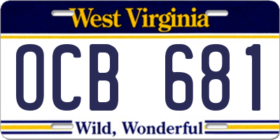 WV license plate OCB681