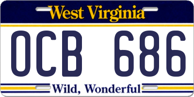 WV license plate OCB686