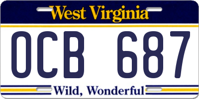 WV license plate OCB687