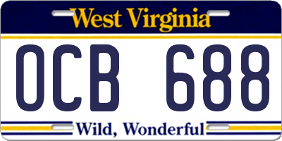 WV license plate OCB688