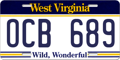 WV license plate OCB689