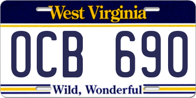 WV license plate OCB690