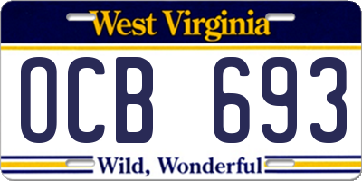 WV license plate OCB693