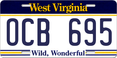 WV license plate OCB695