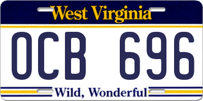 WV license plate OCB696