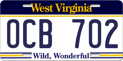 WV license plate OCB702
