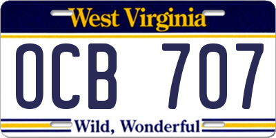 WV license plate OCB707