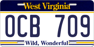 WV license plate OCB709