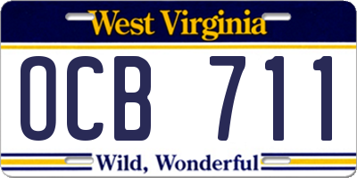WV license plate OCB711