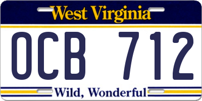 WV license plate OCB712