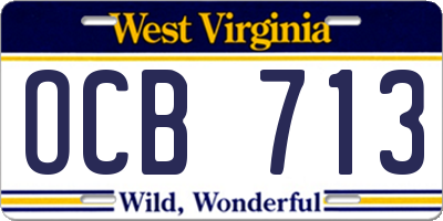 WV license plate OCB713