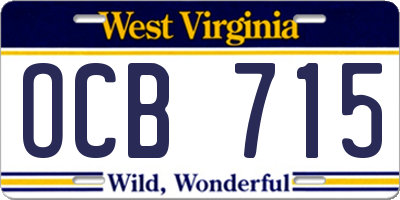 WV license plate OCB715