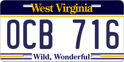 WV license plate OCB716