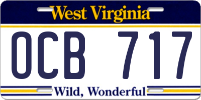 WV license plate OCB717
