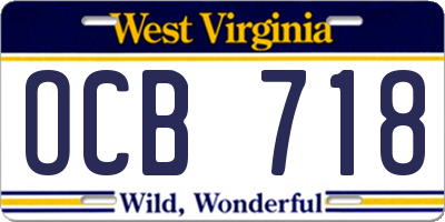 WV license plate OCB718
