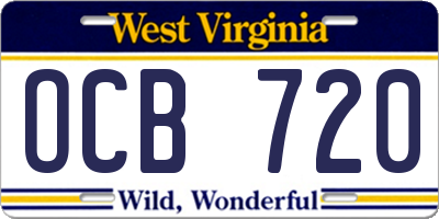WV license plate OCB720