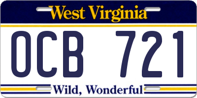 WV license plate OCB721