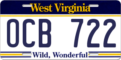 WV license plate OCB722