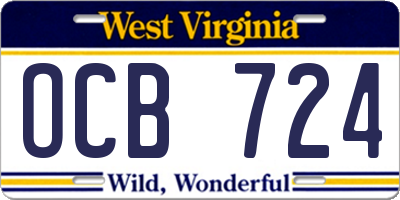 WV license plate OCB724