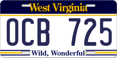 WV license plate OCB725