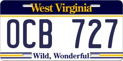WV license plate OCB727