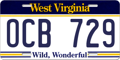 WV license plate OCB729
