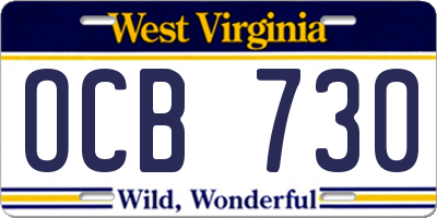 WV license plate OCB730