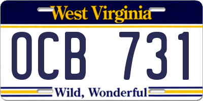 WV license plate OCB731