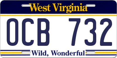WV license plate OCB732