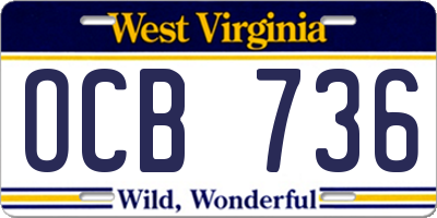 WV license plate OCB736