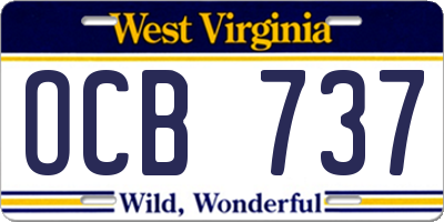 WV license plate OCB737