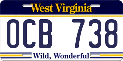 WV license plate OCB738