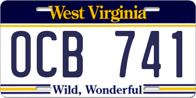 WV license plate OCB741
