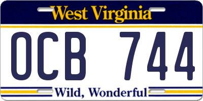 WV license plate OCB744