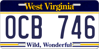 WV license plate OCB746