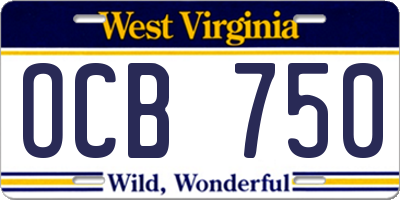 WV license plate OCB750