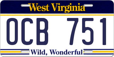 WV license plate OCB751