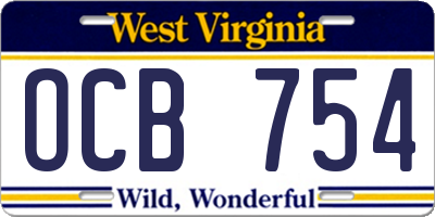 WV license plate OCB754