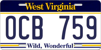 WV license plate OCB759