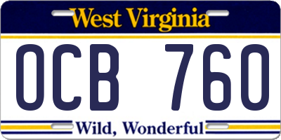 WV license plate OCB760