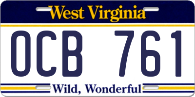 WV license plate OCB761