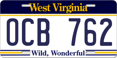 WV license plate OCB762