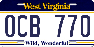 WV license plate OCB770