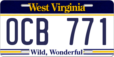 WV license plate OCB771