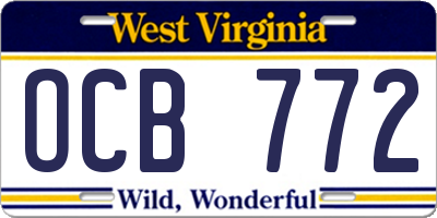 WV license plate OCB772