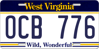 WV license plate OCB776