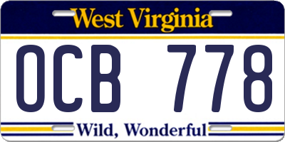 WV license plate OCB778