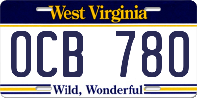WV license plate OCB780
