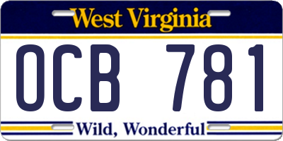WV license plate OCB781