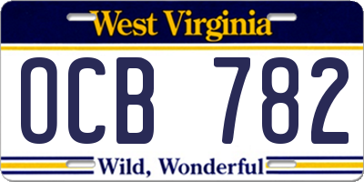 WV license plate OCB782